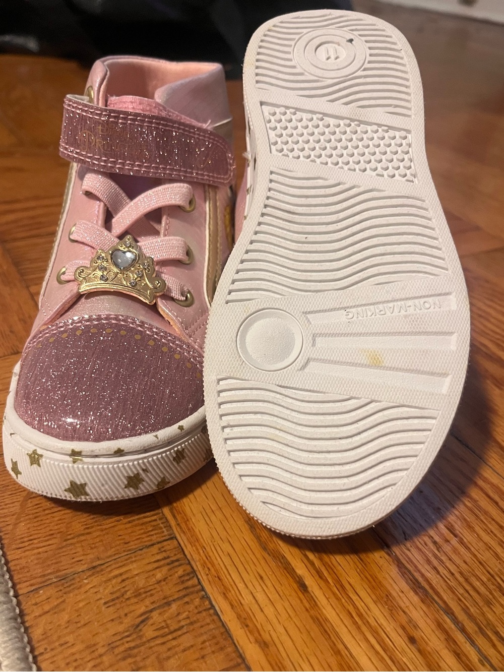 Disney Pink Glitter Kids' High-Top Sneakers with Princess Art - Picture 4 of 5